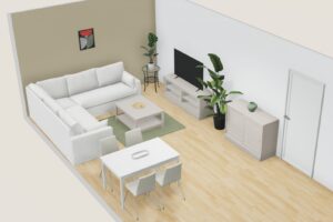 Vizualizace možné podoby obývacího pokoje